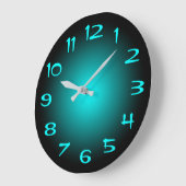 Grande Horloge Ronde Gradient radiale noire et aquatique (Angle)