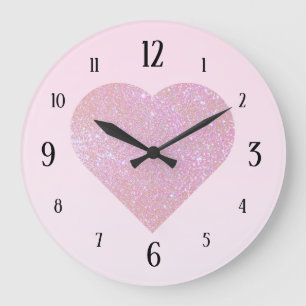 Grande Horloge Ronde Gradient rose avec le grand coeur de parties