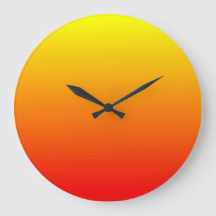 Grande Horloge Ronde Gradient rouge, orange et jaune d'aquarelle