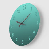 Grande Horloge Ronde Gradient Turquoise couleur simple (Angle)