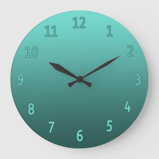 Grande Horloge Ronde Gradient Turquoise couleur simple (Recto)