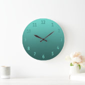 Grande Horloge Ronde Gradient Turquoise couleur simple (Maison)