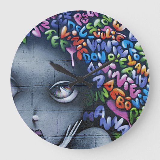 Grande Horloge Ronde Graffiti de fée mignon (Recto)