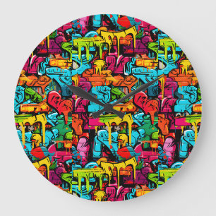 Grande Horloge Ronde Graffiti, Peinture qui coule