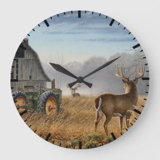 Grande Horloge Ronde Grand Buck Rencontre de cerfs à la ferme
