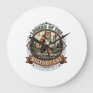 Grande Horloge Ronde Grand Chat de Pied Grand Sasquatch Chat Vintage Ve