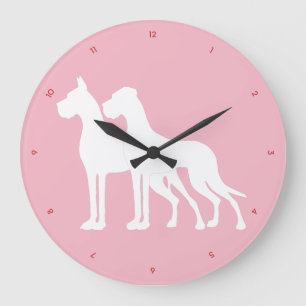 Grande Horloge Ronde Grand Danois sur rose
