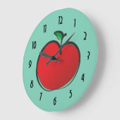 Grande Horloge Ronde Grand dessin rouge d'Apple (Angle)