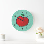 Grande Horloge Ronde Grand dessin rouge d'Apple (Maison)