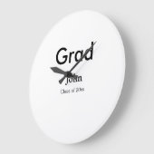 Grande Horloge Ronde grand garçon ajouter nom félicitations date année  (Angle)