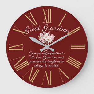 Grande Horloge Ronde Grand Grand Message De Grand-Mamme De Bouquet Enfa