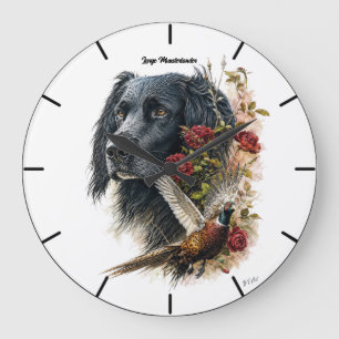 Grande Horloge Ronde Grand Munsterlander avec faisan  