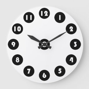 Grande Horloge Ronde grand nombre transparent en cercle noir