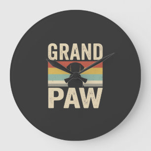 Grande Horloge Ronde Grand Paw Chien Rétro Vintage