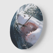 Grande Horloge Ronde Grand requin blanc sur la mer (Angle)