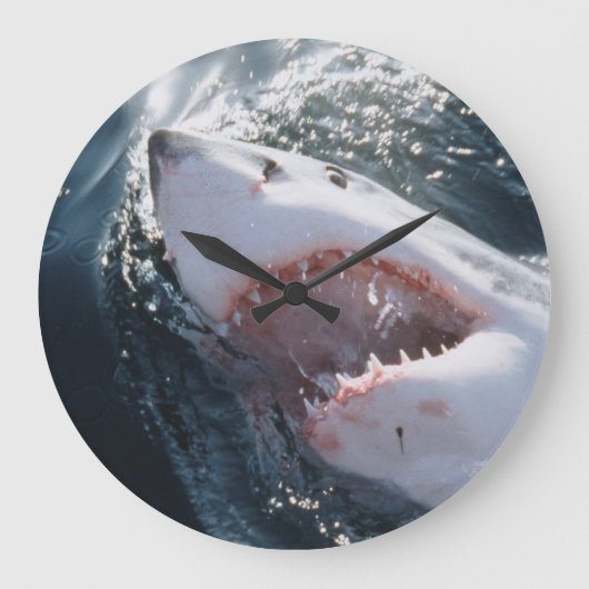 Grande Horloge Ronde Grand requin blanc sur la mer (Recto)