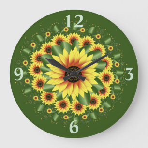 Grande Horloge Ronde Grand Tournesol De Style Motif Lumineux
