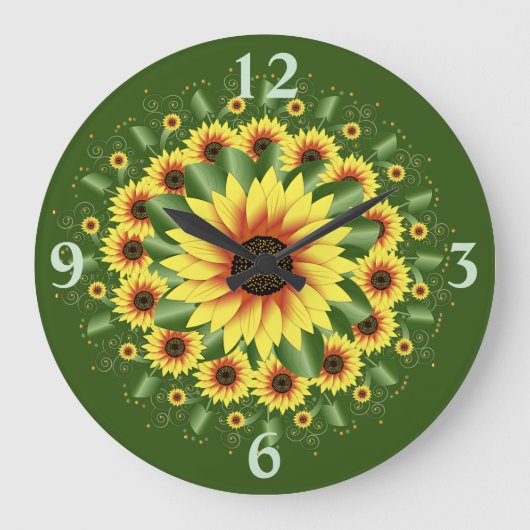 Grande Horloge Ronde Grand Tournesol De Style Motif Lumineux (Recto)