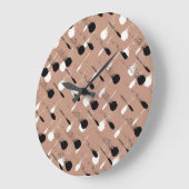 Grande Horloge Ronde Grandes géométriques Brown Motif sans fil (Angle)