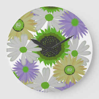Grande Horloge Ronde Graphic Design Flowers Wall Clock