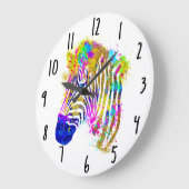 Grande Horloge Ronde Graphique de zèbre (Angle)