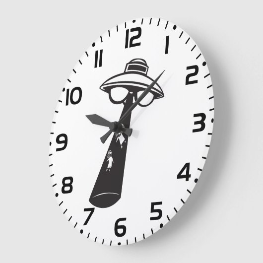 Grande Horloge Ronde Graphique d'enlèvement d'ovni rétro Alien Sci-Fi (Angle)