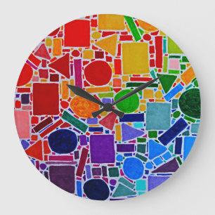 Grande Horloge Ronde Graphique en couleurs arc-en-ciel Art Abstrait