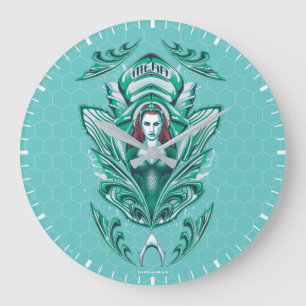 Grande Horloge Ronde Graphique fleuri d'Aquaman   Mera