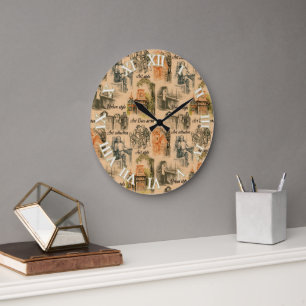 Grande Horloge Ronde Graphiques crayon de dame sur l'artisanat