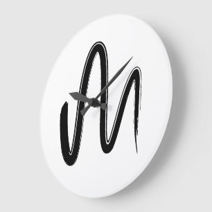 Grande Horloge Ronde Graphisme d'art minimaliste dessiné à la main en m