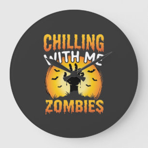 Grande Horloge Ronde Graphisme de zombies qui me font frissonner pour H