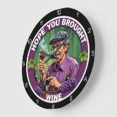 Grande Horloge Ronde Graphisme des amateurs de vin de Whimsical (Angle)