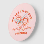 Grande Horloge Ronde Graphisme Fleur Joyeux Retro (Angle)