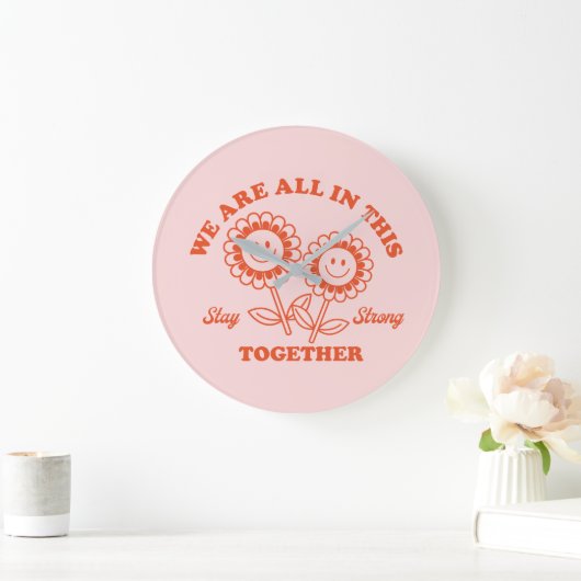 Grande Horloge Ronde Graphisme Fleur Joyeux Retro (Maison)