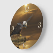 Grande Horloge Ronde Gratitude Bald Eagle Spiritual Wildlife Clock (Angle)