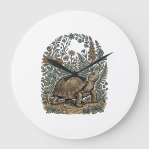 Grande Horloge Ronde Gravure vintage tortue jardin botanique