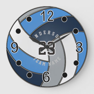 Grande Horloge Ronde Gray, Dark Blue et Blue Volley