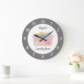 Grande Horloge Ronde Gray Laundry Room Personalized (Maison)