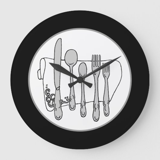 Grande Horloge Ronde Gray Silverware White Napkin (Recto)