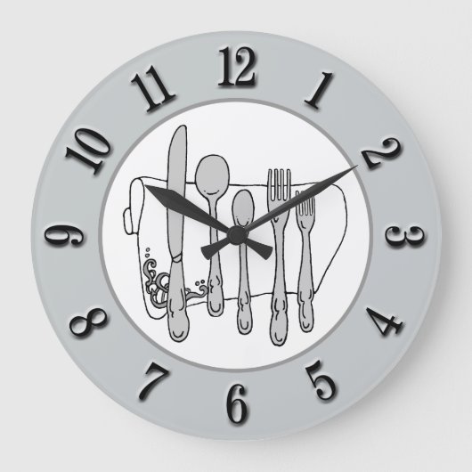 Grande Horloge Ronde Gray Silverware White Napkin Black (Recto)