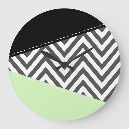 Grande Horloge Ronde Gray Zigzag, Gray Chevron, Zigzag Pattern, Mint (Recto)