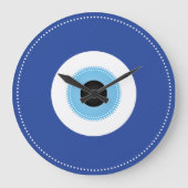 Grande Horloge Ronde Grec Mal Eye Bleu (Recto)