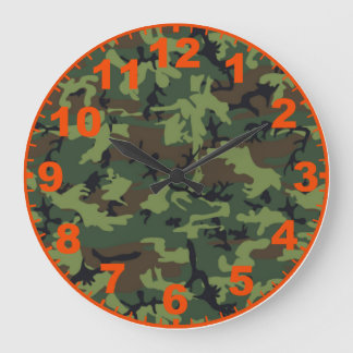 Grande Horloge Ronde Green Camo Clock