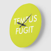 Grande Horloge Ronde Green Custom texte Latin Phrases Tempus Fugit (Angle)