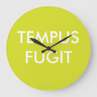 Grande Horloge Ronde Green Custom texte Latin Phrases Tempus Fugit