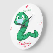 Grande Horloge Ronde Green Kawaii Worm Thunder_Cove (Angle)