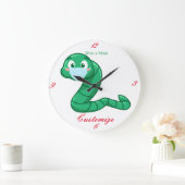 Grande Horloge Ronde Green Kawaii Worm Thunder_Cove (Maison)