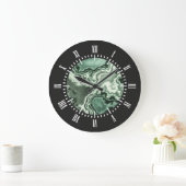 Grande Horloge Ronde Green Marble 2 (Maison)