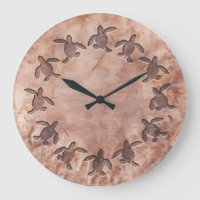Green Turtle Hammered Metal Pattern Wall Clock
