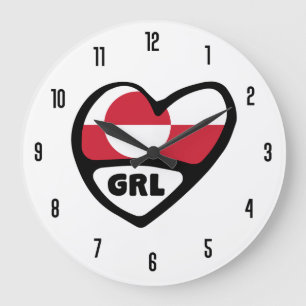 Grande Horloge Ronde Greenland Country Code GRL Flag Heart